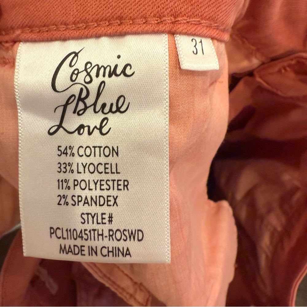 Cosmic Blue Love Women’s Wide Leg Cropped Rust Cotton Blend Pants sz 31 - Picture 5 of 8